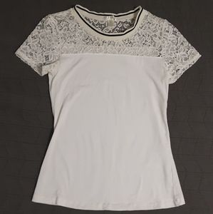 Lace Top Tee Crew Neck Short Sleeves